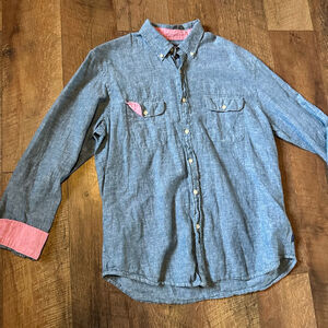 Men's Crown & Ivy Casual Button Down Shirt L Blue Pink